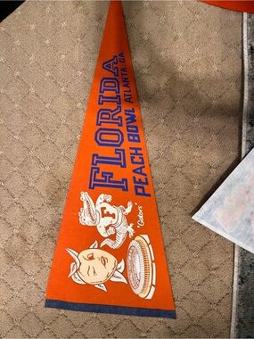 Florida Peach Bowl Orange Vintage Felt Pennant - Home Bath Decor